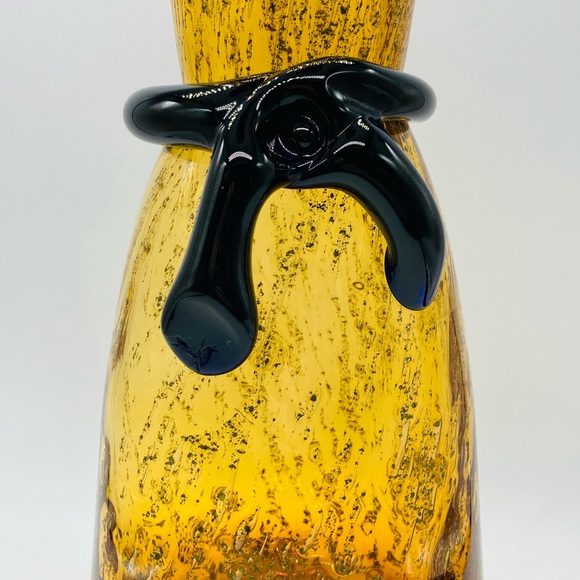 Makora Krosno Poland Hand-Blown Amber Glass Vase - Picture 4 of 12